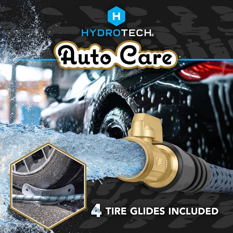 Hydrotech 60 ft Garden Hose – Patented Force Control, Burst-Proof, Lightweight, Flexible, No-Kink Design, 5/8", 4 Tire Hose Guides, Ideal for Car Wash & Automotive Care - Image 2